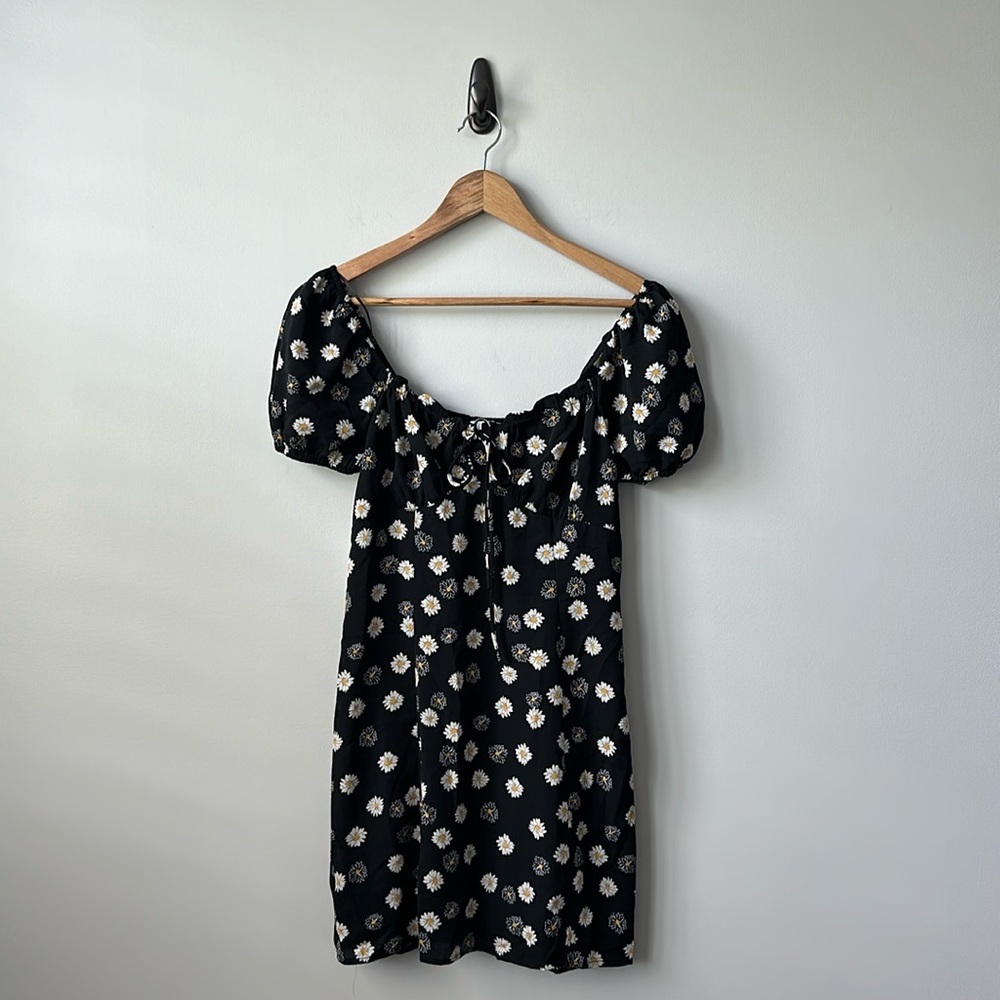 NWT BP Babydoll Mini Dress Puff Sleeve Sunflower 90's S